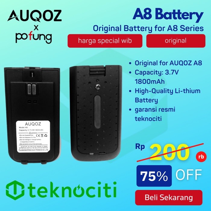 Terlaris Auqoz A8 1800Mah Walkie Talkie Battery / Baterai Ht