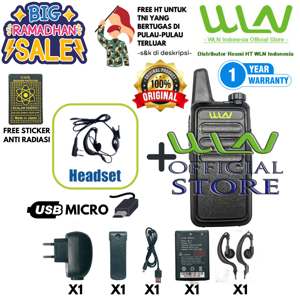 WLN HT KD-C2 KONEK LANGSUNG KD-C1 Two-Way Radio Isi 1pc HEADSET WLN