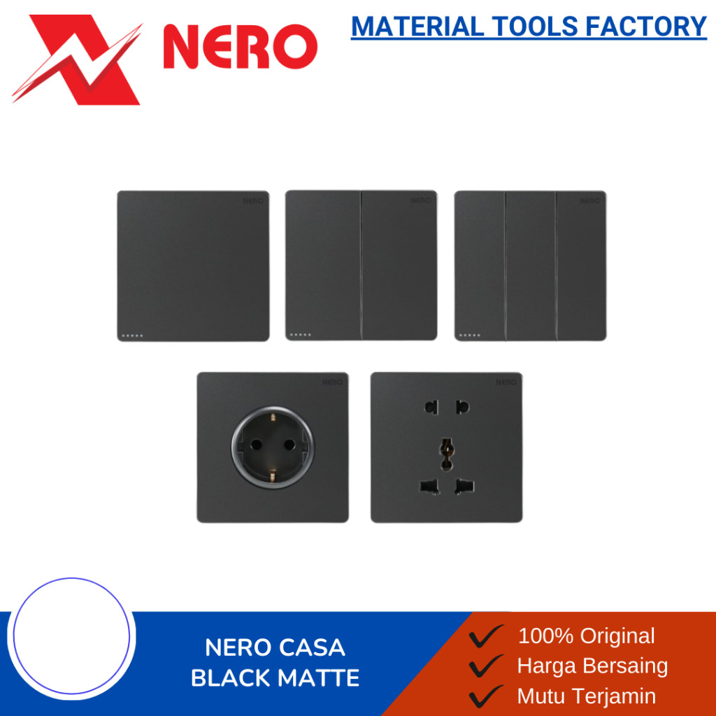 NERO CASA X2 MATTE BLACK SAKLAR STOP KONTAK FRAME - STOP KONTAK NERO - SAKLAR NERO - INBOWDUS NERO