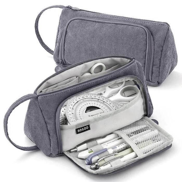 

Ak Tempat Pensil Alat Tulis Pencil Case Pouch Stationery - Pink/Dark Gray/Blue/White