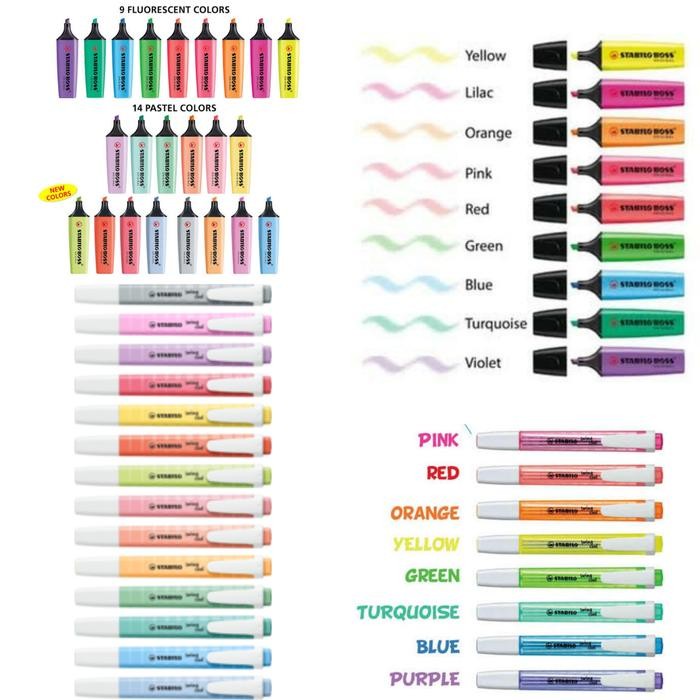 

Paket Lengkap Semua Warna Stabilo Pastel Original Boss Swing Cool