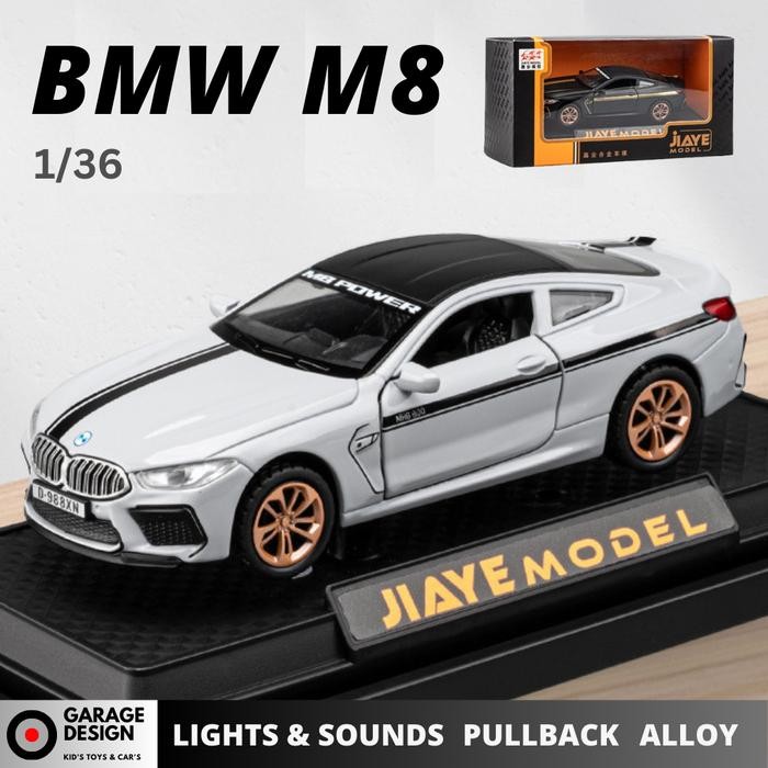 (Ada Lampu & Suara) Diecast Mobil 1:36 Bmw M8 - Alloy Diecast Model Pajangan Mobil Miniatur Bmw M8