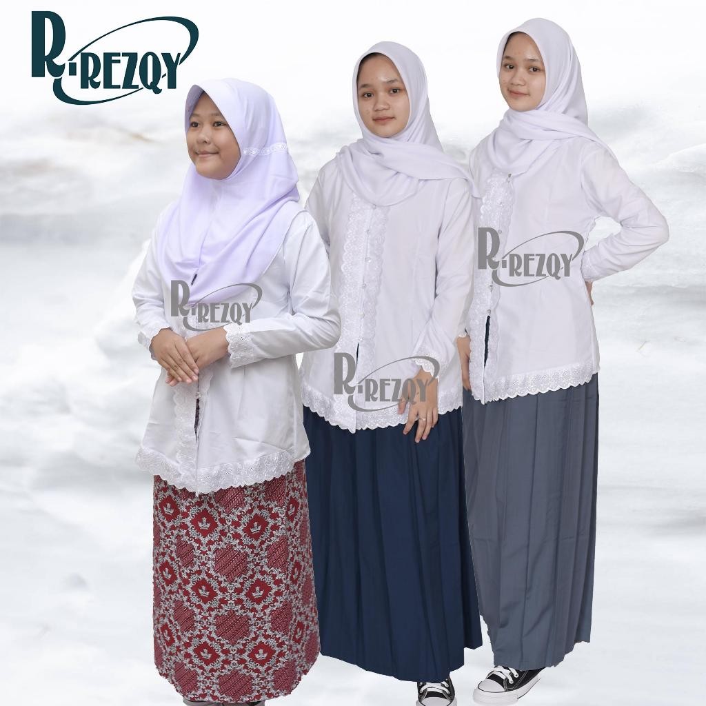ARE R Rezqy - Baju Tradisional Kebaya Putih Kebaya Encim Seragam Sekolah Sd Smp Sma Bahan Katun