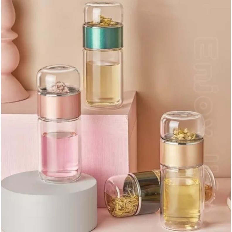 

Tea Filter Drinking Bottle Double Wall 320 ML / Botol Minum Penyaring Teh