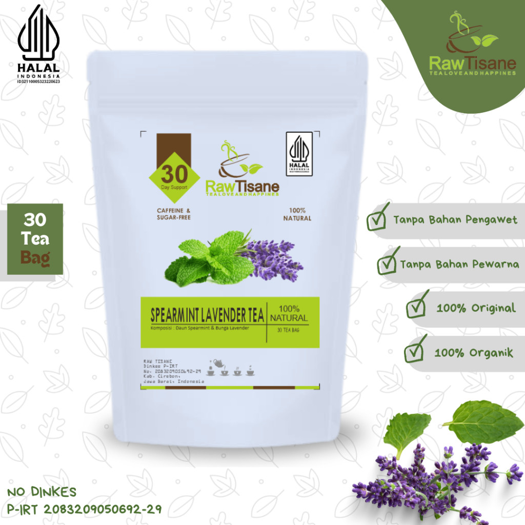 

RAW TISANE Spearmint Lavender Tea : Teh Daun Spearmint & Bunga Lavender Isi 30 Tea Bag