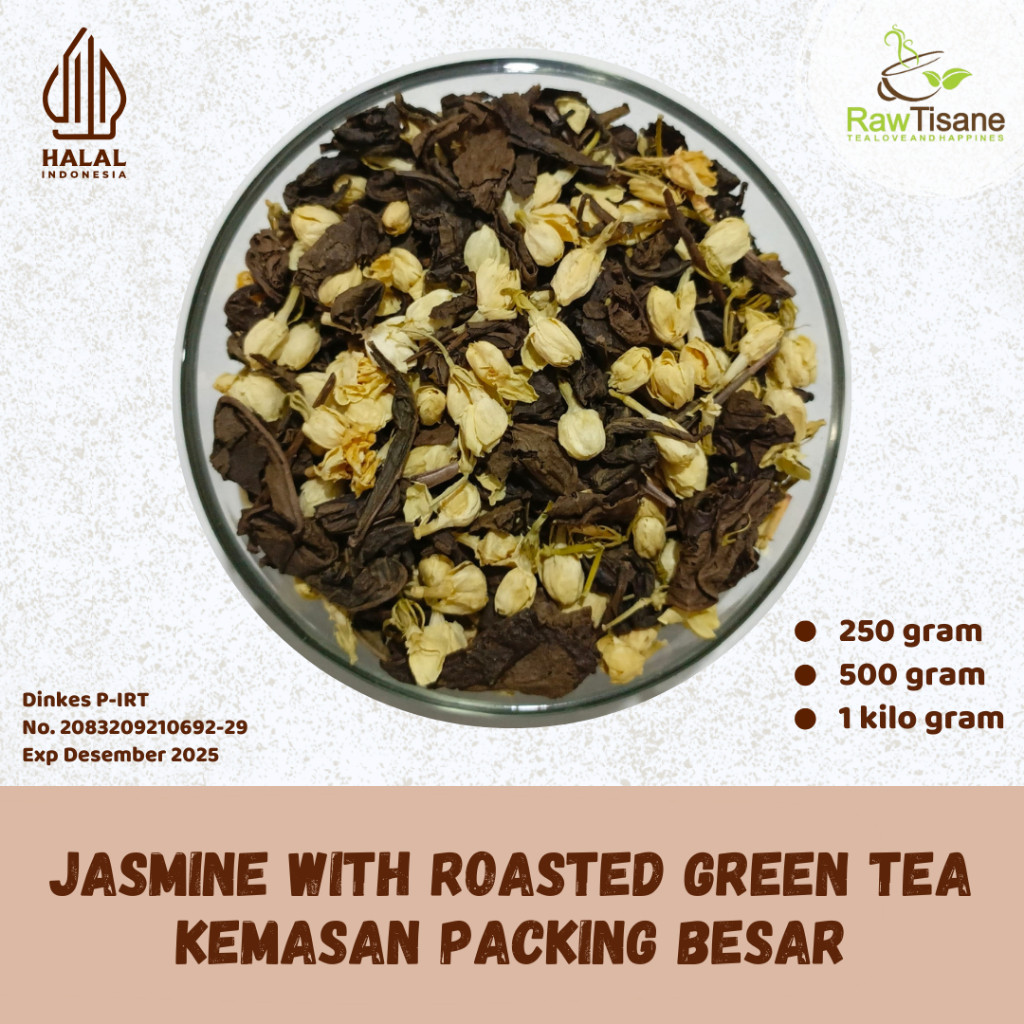 

RAW TISANE Jasmine With Roasted Green Tea / Teh Hijau Panggang & Bunga Melati Isi 1 Kg