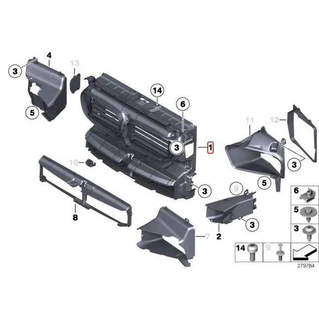 Original Bmw F10 F11 Intake Air Duct Belakang Gril Ventilasi Radiator Kode 072