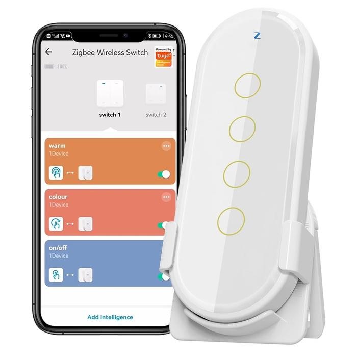 Smatrul White Tuya Zigbee Wireless Smart Home Scene Switch 4 Gang