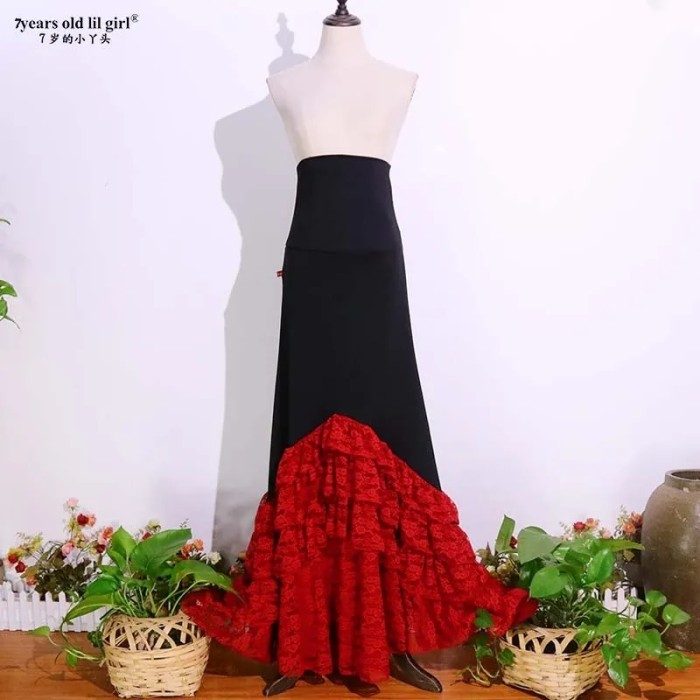 Spanish Dance Flamenco Skirt Ballroom Art Style Dress Gypsy Stage