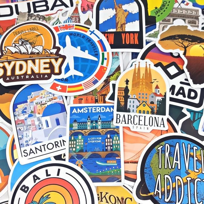

Toso - Sticker Koper 1 Set 40 Pcs Motif World Traveling Landmark Negara Destinasi Wisata
