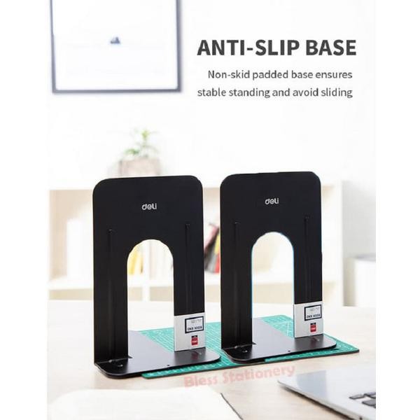 

Deli Penahan buku Pembatas buku 230mm Sandaran buku Penyangga buku Metal book end 230 mm