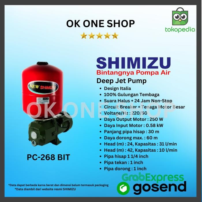 Stok Terbatas Shimizu Jet Pump Pc-268 Jet Pump Pc 268 Bit
