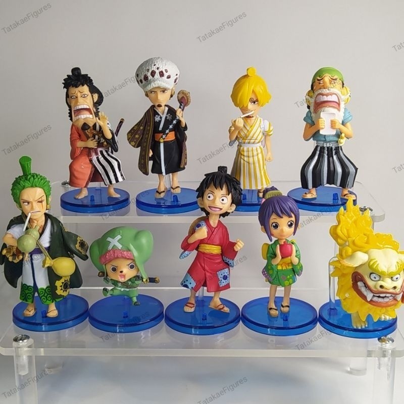 Figure One Piece Arc Wano Wcf Kws Luffytaro Sangoro Zorojuro set 10 pcs