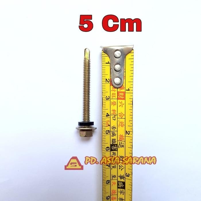 [DUS] PAKU ROOFING 5CM PROFIT KUNING BAUT SKRUP HOLO ATAP SEKRUP 12X50