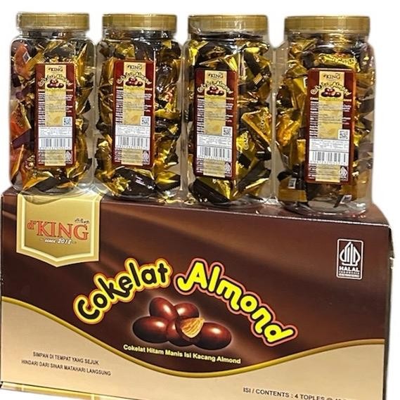 

1 karton coklat almond isi 4 toples almond utuh by dutasnack.id