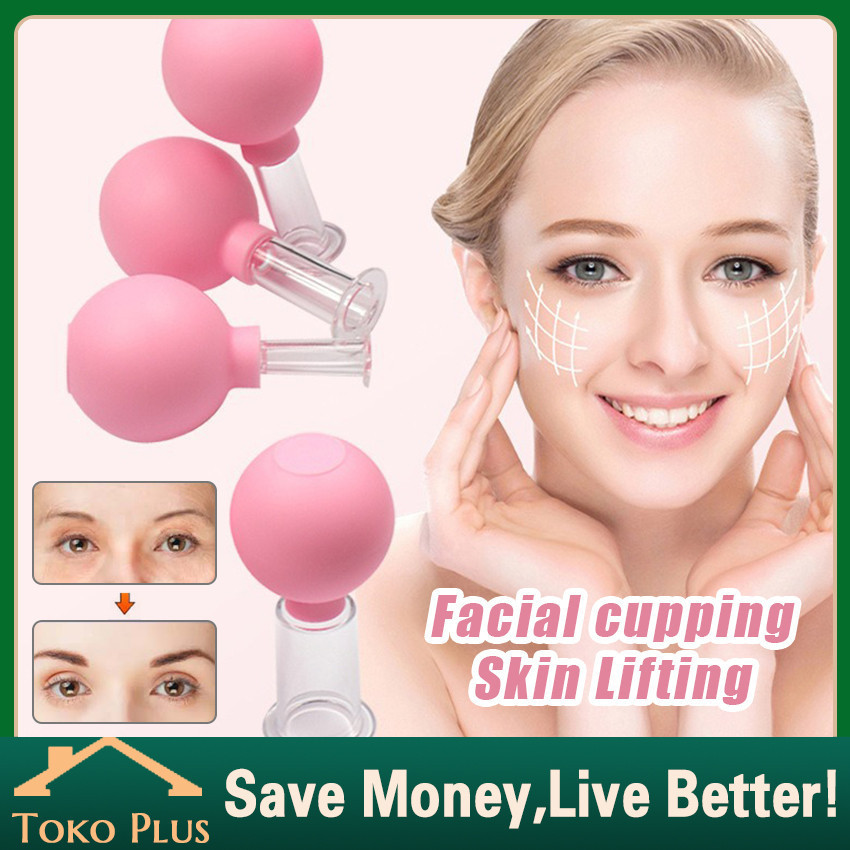 Asta 4Pcs Facial Cupping Cup Bekam Wajah -Alat Bekam Wajah-Cupping Bekam-Bahan Kaca Facial Vacuum