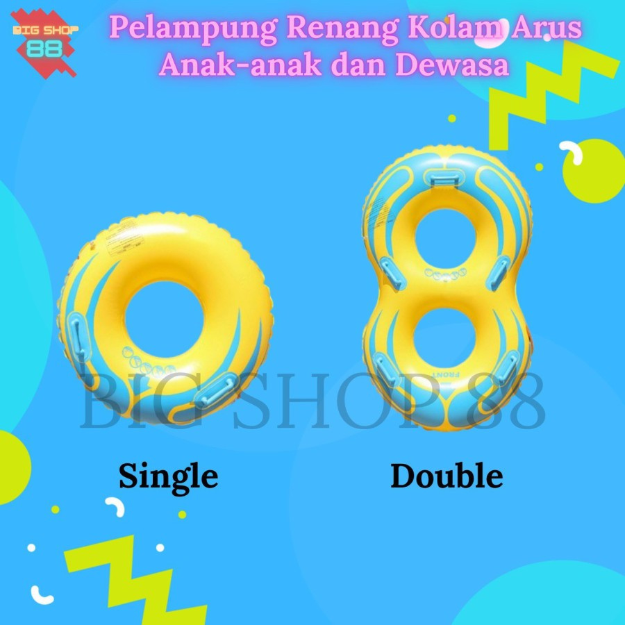 VIVE Pelampung Ban Renang Kuning Single Double Dewasa Anak Anak Kolam Arus Kolam Renang Swim Ring