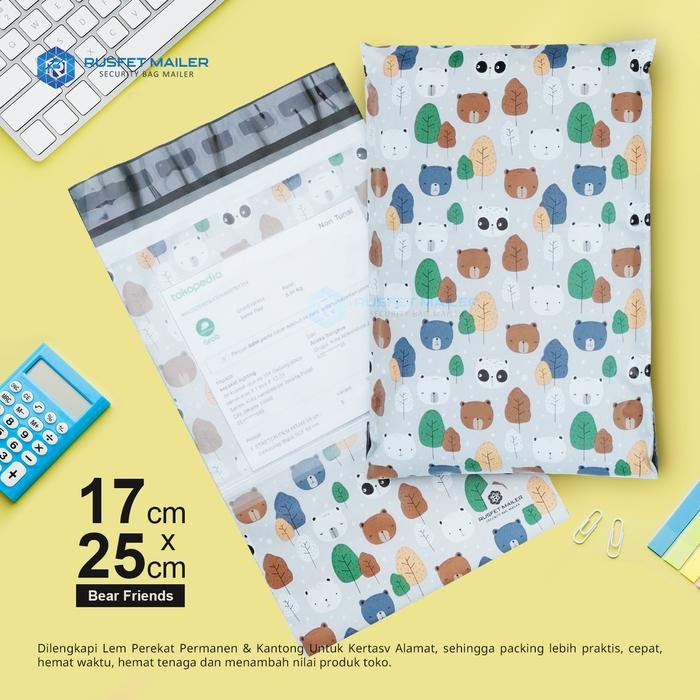 

Aman - Amplop Plastik Polymailer Bear Friends - 3Variasi (Ada Kantong Alamat)