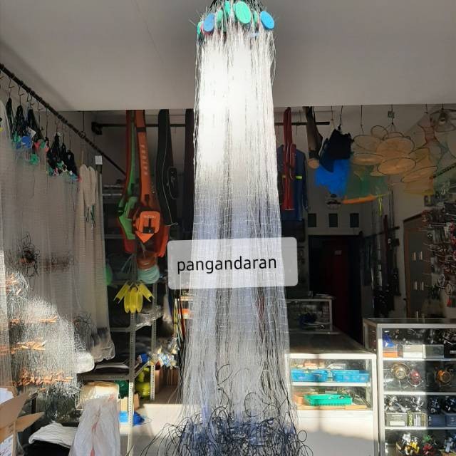 TREA Jaring ikan siap pakai 3 lapis tinggi 1,5m panjang 10m