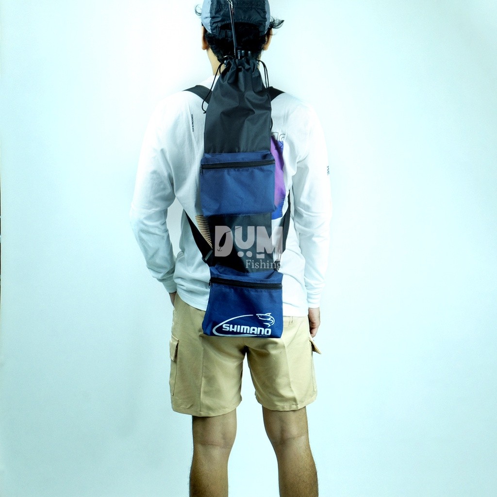 TREA Tas Pancing Joran Anti air Tas Joran Pancing Tegek Ransel Model Serut Kantong 2 Ruang Semi Anti