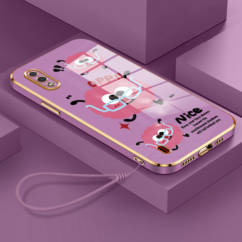 Casing Hp Untuk Samsung Galaxy A01 M01 Core A01 Core Case Casing Tanah liat bola bulu merah muda pol