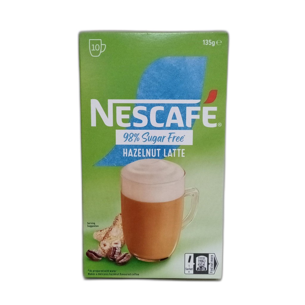 

Nescafe 98% Sugar Free Hazelnut Latte 10 Pack 135 gram
