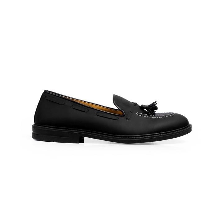 Work Series Adam Tassel Black - Brygan Craftmanship Sepatu Kerja Pantofel Pria Shoes Hitam Fantofel