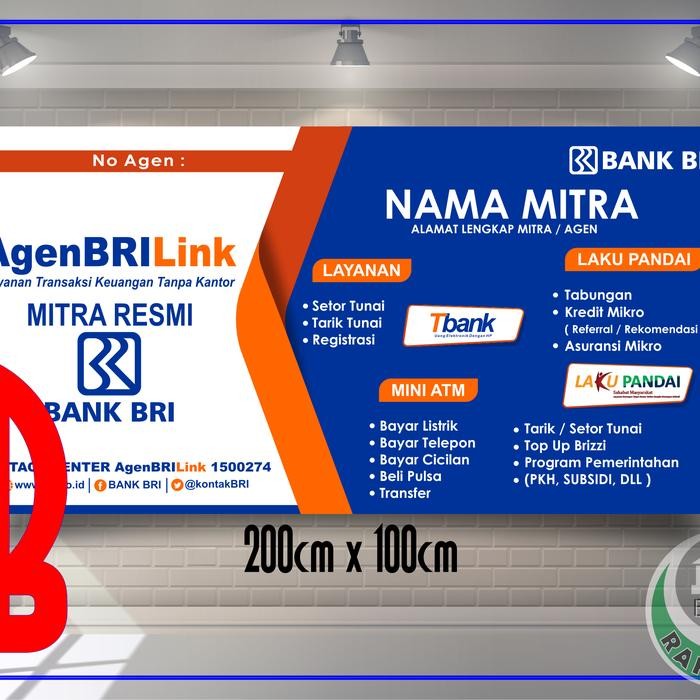 SPANDUK /BANNER AGEN BRILINK UKURAN 2m X (60cm-100cm)