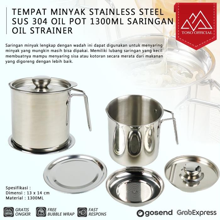 TEMPAT MINYAK STAINLESS SUS 304 OIL POT SARINGAN MINYAK OIL STRAINER