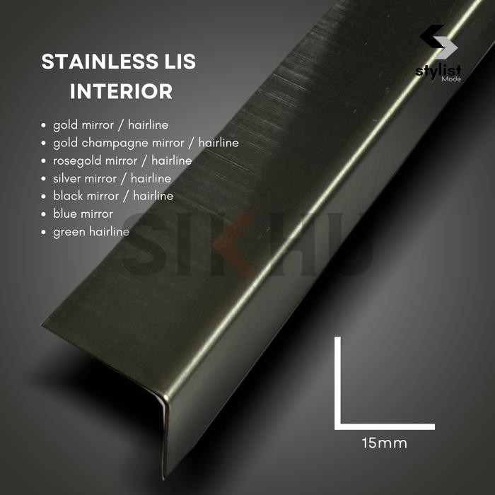 Stainless Lis Interior Siku L Black 15 x 15mm