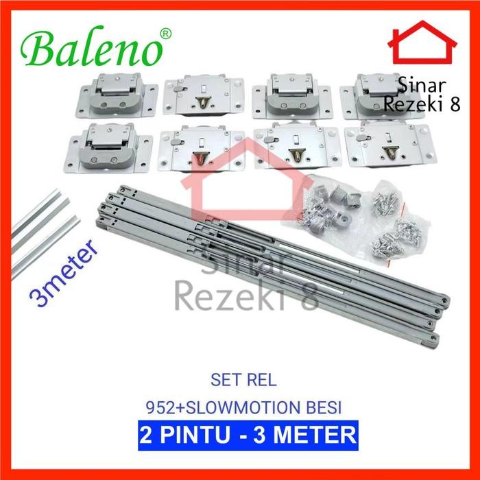 Roda Rel Pintu Lemari Sliding Geser Slow Motion Baleno 952 Besi - 2P/3M
