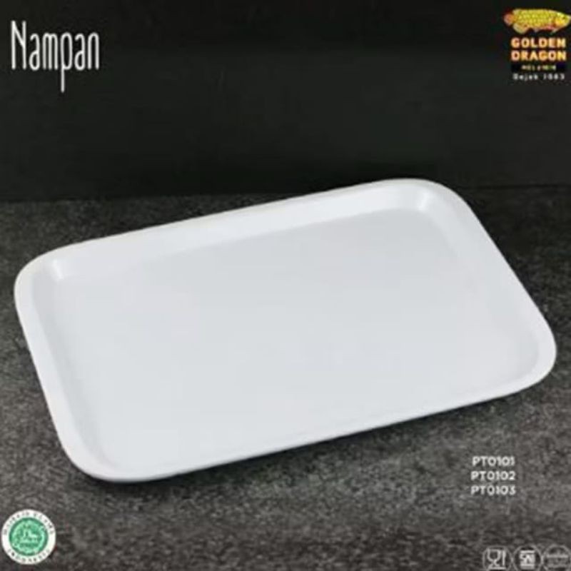 Nampan Putih Kotak Melamin - Baki Melamin - Nampan Melamin - Golden Dragon PT0101/PT0102/PT0103