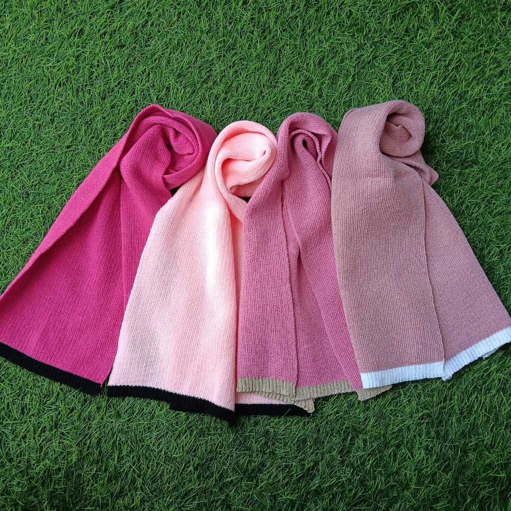 Syal Outfit Pria Wanita Polos Merah Putih Musim semi Musim Dingin Syal Slendang Uk 120x17