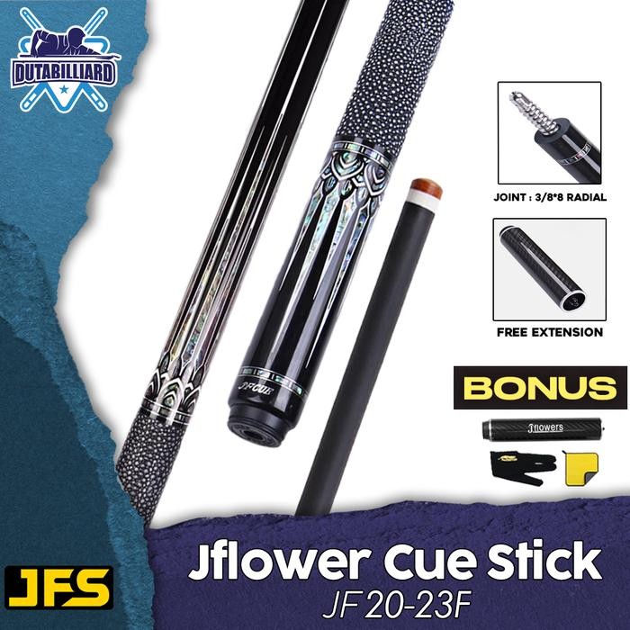 Terlaris Jflowers Jf20-23F Premium Stick Billiard Shaft Carbon Play Low Deflection 12.5Mm Ebony Wood