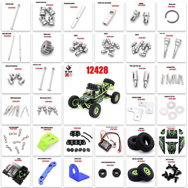 12428 12427 Suku Cadang Asli 0049-0089 Wltoys 12428 12423 RC Suku Cadang Mobil Ban/Hub/Penerima/Gask