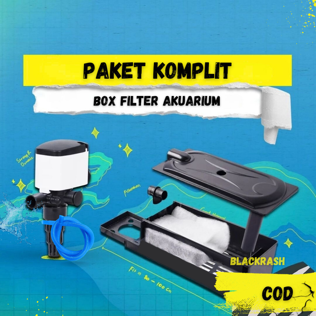 Wrmiaw - Paket Lengkap Box Filter Gantung Aquarium Mini Tanpa Kuras 40 60cm