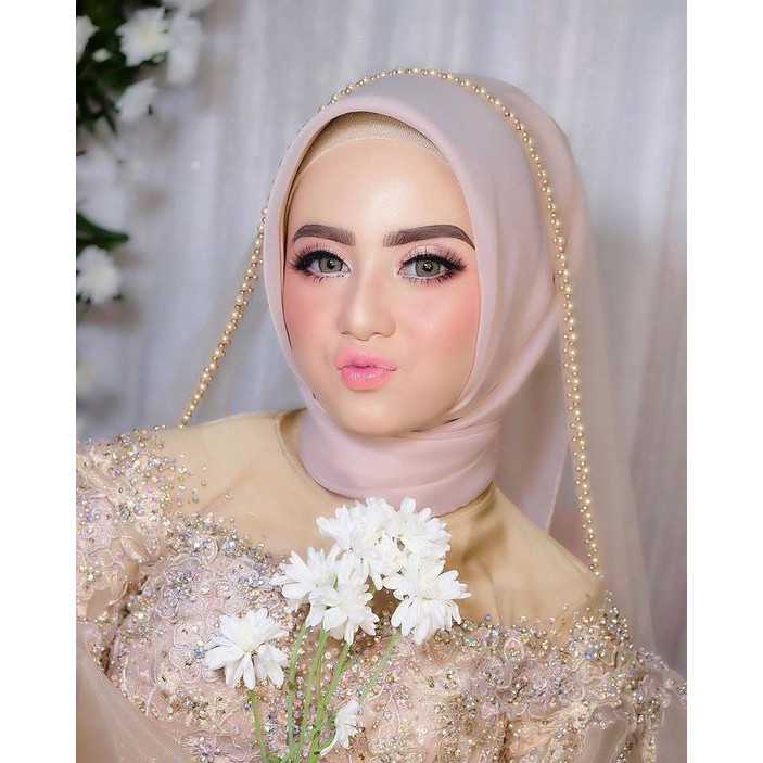 Slayer Pengantin Payet Mutiara Veil Hijab Pernikahan Fashion Wanita Aksesories Hiasan Kepala Wedding