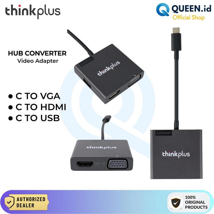 Terlaris Lenovo Thinkplus Adapter Converter Usb Type C To Vga Hdmi Usb Port 4K
