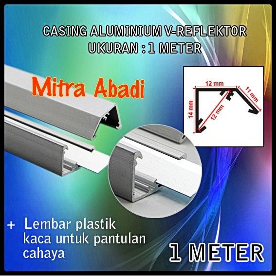 Casing Aluminium for Hard Strip LED Model V-Reflektor Ukuran 1 meter
