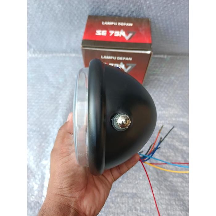 Reflektor Cb H4 Lampu Depan Cb 5.75 + Sen Led Custom Japstyle Custom Modif Hitam Motor Crom