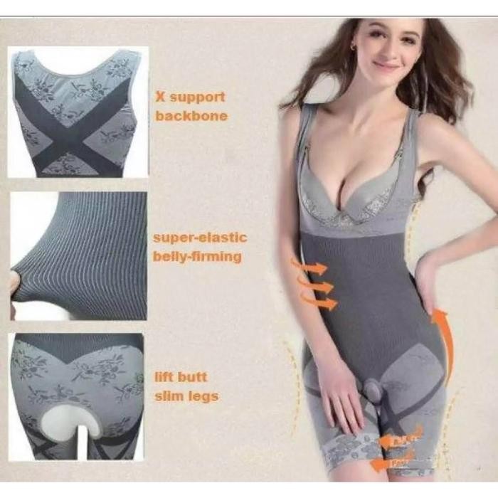 BODY SHAPER NATURAL BAMBOO SLIM SLIMMING SUIT PAKAIAN BAJU PELANGSING