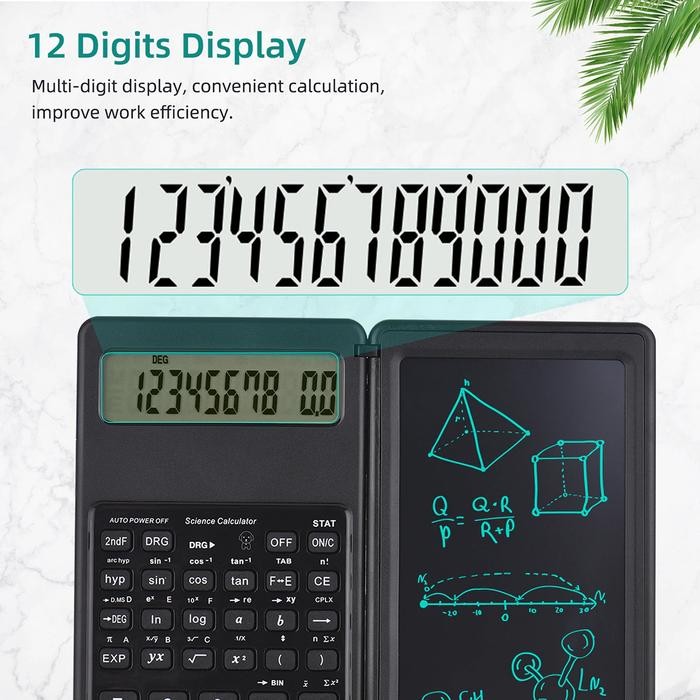

Foldable Scientific Calculator 10-Digit With Erasable Lcd Writing Pad