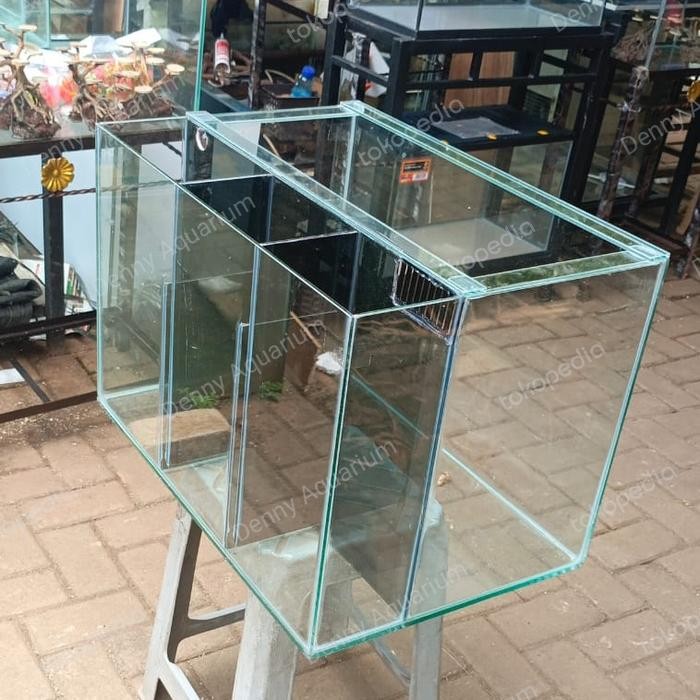 AQUARIUM KACA UKURAN 60x40x40cm FILTER BELAKANG KACA 8/5mm