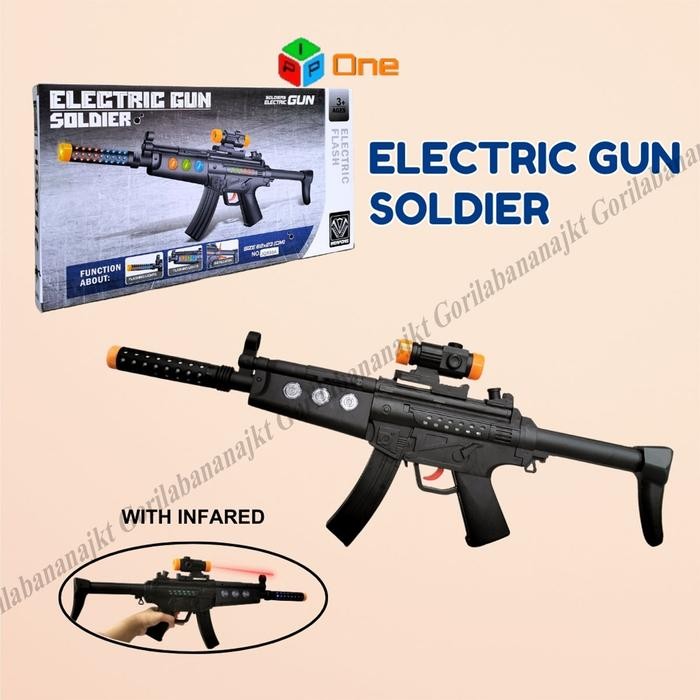 Playful Minds - Mainan Anak Electric Gun Mp5 Flashing Gun Tembakan LaserFlashLed