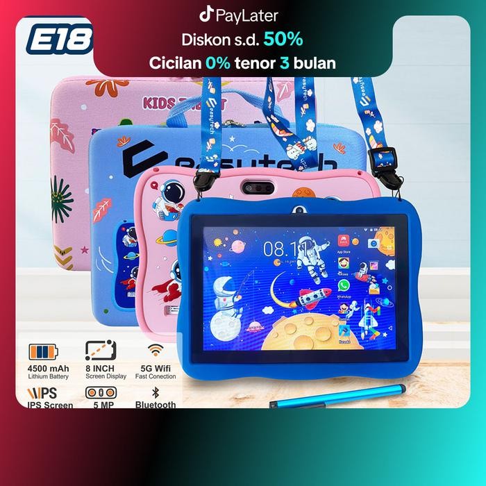 Tablet Easytech E18 Kemasan Tas Tablet Android Belajar Anak Layar Sentuh 8 Inch Wifi Bluetooth Aipet