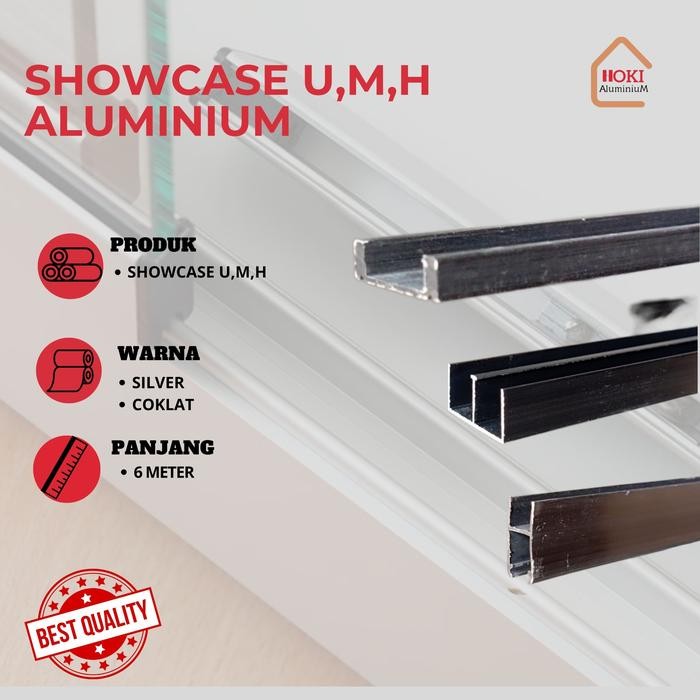 TERLARIS U,M,H Silver Etalase Aluminium / Rel Kaca Showcase Etalase SALE