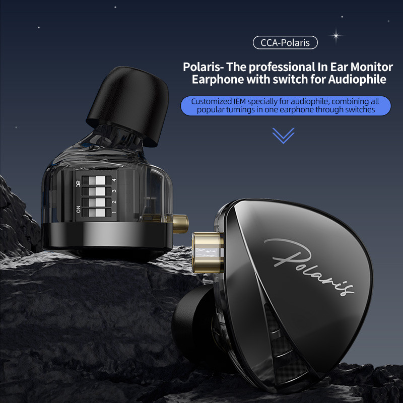 CCA Polaris Earphones HIFI Bass Earbuds Monitor 4-Level Tuning Switch