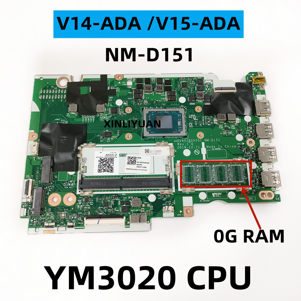 For Lenovo V14-ADA /V15-ADA Laptop Motherboard NM-D151 With   YM3020 CPU ,RAM 0G, 5B20S44480 5B20S44