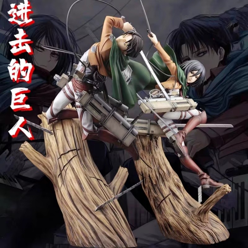 Attack On Titan Mikasa Ackerman Levi Figure Artfx J Ackerman Renewal Battle Damage Anime Model Toys