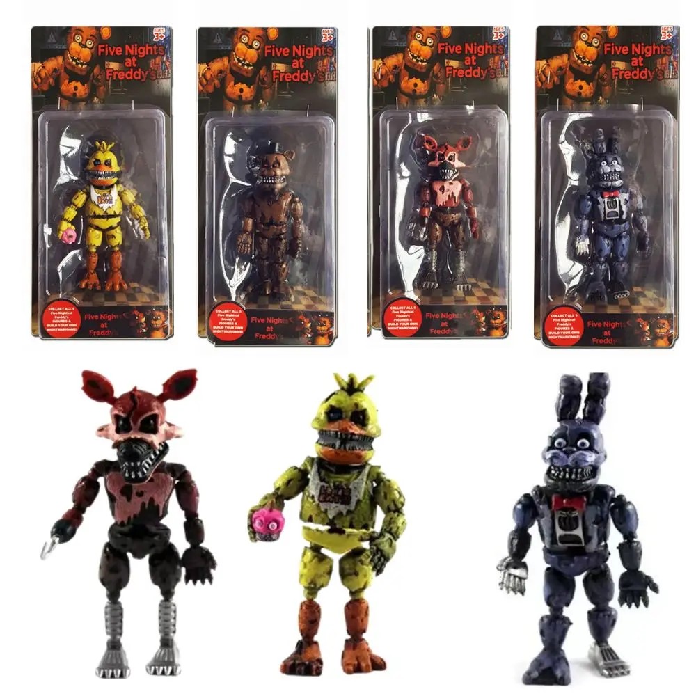 Hot 5.5 Inches Fnaf Figures Blacklight Bonnie Foxy Chica Freddy Frostbe Action Figure Pvc Collection